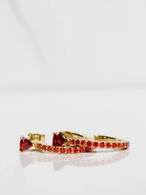 Native Gem Triage Huggies Padparadscha CZ 14K Gold Vermeil Orange Gemstone